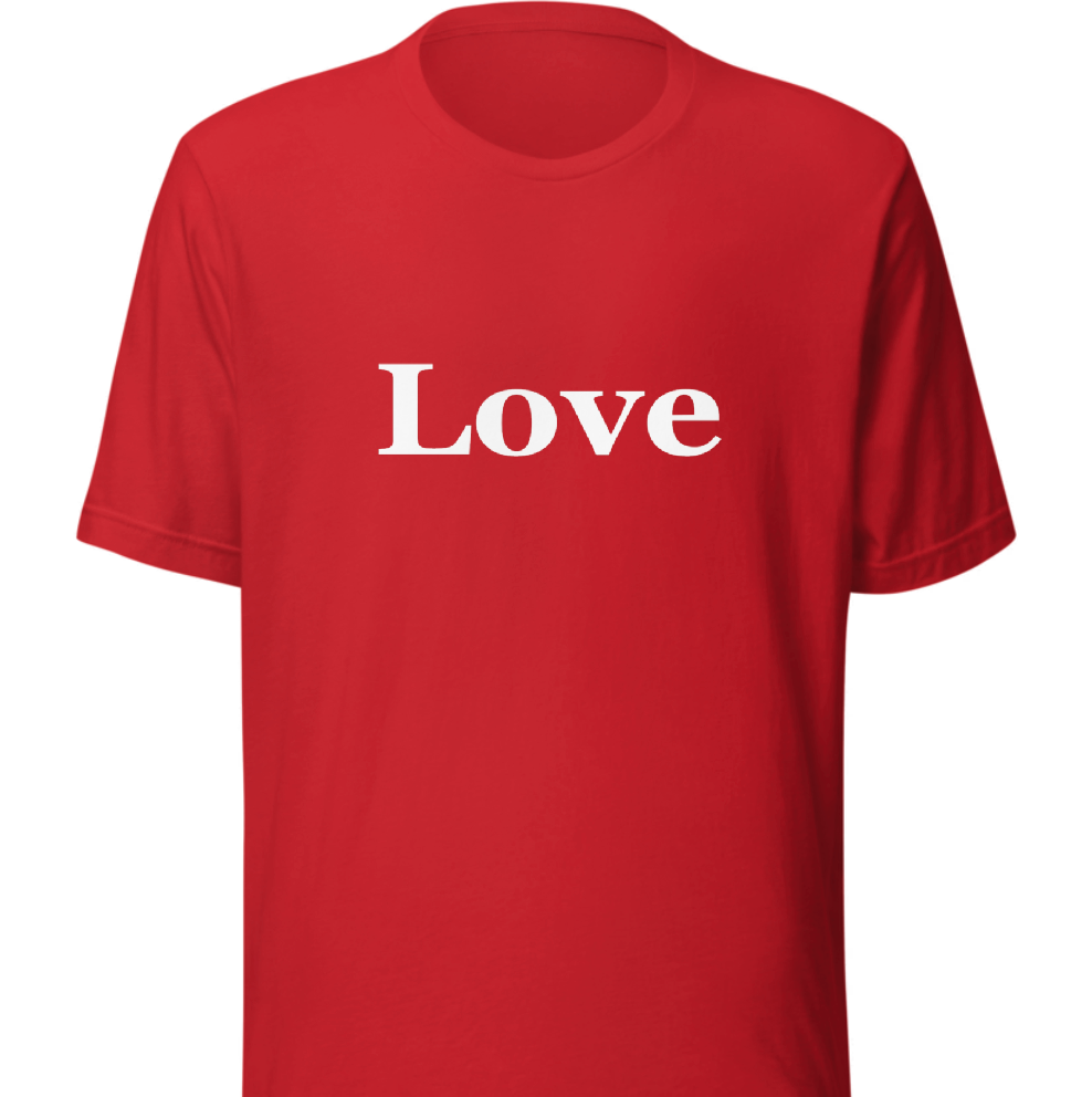Unisex t-shirt - White Text Front "Love"