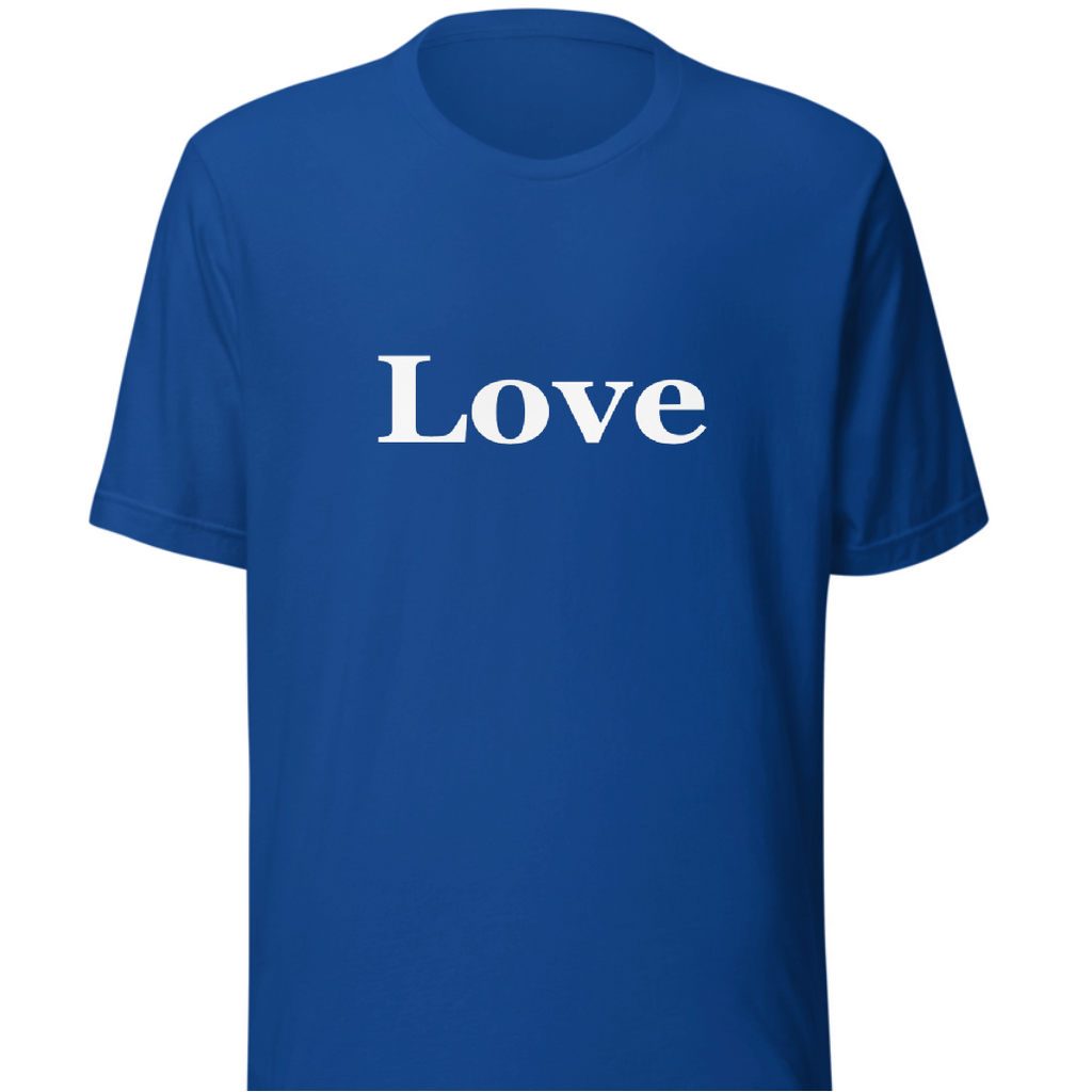 Unisex t-shirt - White Text Front "Love"